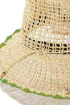 قبعة هيبي كروشيه بحافة ملونة